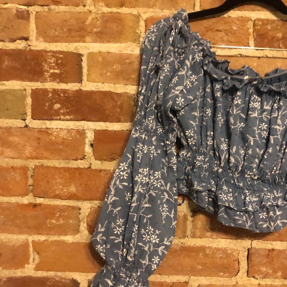 Princess Polly blue smoked top